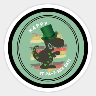 St Patricks Day Dinosaur Lover T Rex Green Clover Shamrock Design Sticker